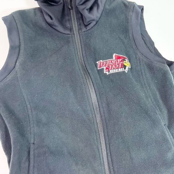 Columbia Vest Womens Medium Illinois State Redbirds Fleece Zip Up Black Warm - Picture 2 of 10